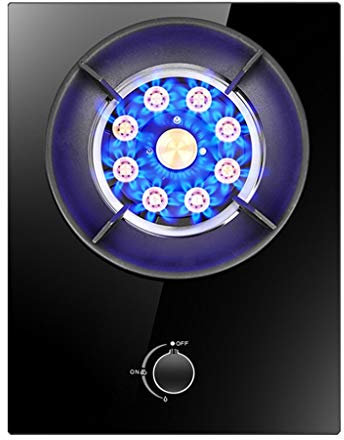 IBOWZ Piano Cottura a Gas Piano Cottura da Cucina a Fuoco feroce a Nove cavità da 7,0 kW, Piano Cottura a Gas in Vetro temperato Nero, con Supporti per pentole Antiscivolo FFD e ghisa, Facile da p