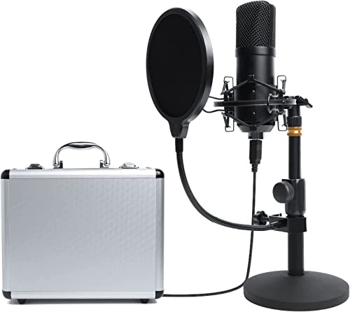 CEZO USB Condenser Microphone Recording Kit with Desktop Stand, Aluminium Case and Pop Filter, Condenser Microphone for YouTube,Podcast,Gaming,Studio Plug & Play mic for Laptop Mac/Windows