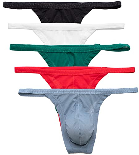 Summer Code Hombre Tanga G-String Bikini Calzoncillos de Micro Malla Tanga Slip Ropa Interior Masculino, Pack de 5 Multicolor, XL