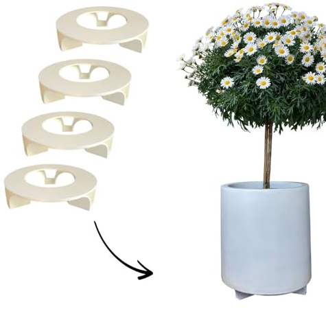 terraced® - 4er Set - Untersetzer Blumentopf – Farbe: Cremeweiß - Rund - 16cm Durchmesser - Material - Made in Germany