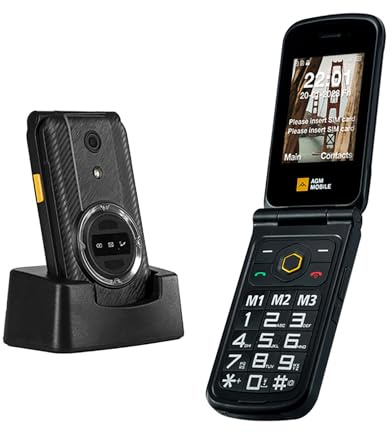 AGM M8 Rugged Flip Phone, 4G LTE Basic Cell Phone, Simple Mobile Phones, Waterproof/Drop-Proof, SOS Side Key, Speed Dial, 104dB Powerful Speaker, Large Keypad/Fonts, Dual SIM Cards, for T-Mobile ONLY