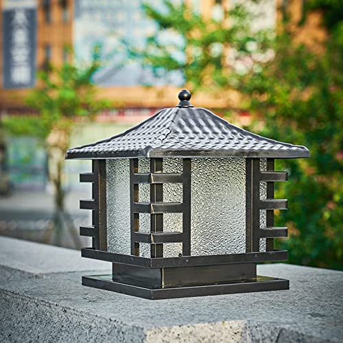 Luz de poste de lámpara de estigma impermeable al aire libre Luz de pilar de bolardo retro E27 / E26 Columna de césped de aluminio Decoración de linterna Camino de piso de jardín Iluminación de calle
