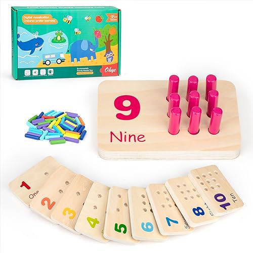 Wisplye Montessori Juguetes de Madera, Números Educativos Juegos Manipulador Matemáticas para Niños Pequeños Clasificador Colores de 2 3 4 Años