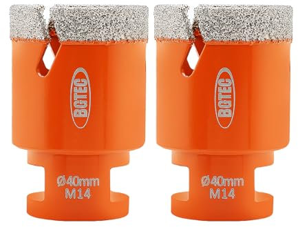 BGTEC Diamond Core Drill Bit 40mm - 2pcs M14 Diamond Hole Saw for Tile Porcelain Stoneware Ceramic Marble Granite Drilling,Suitable For Angle Grinders
