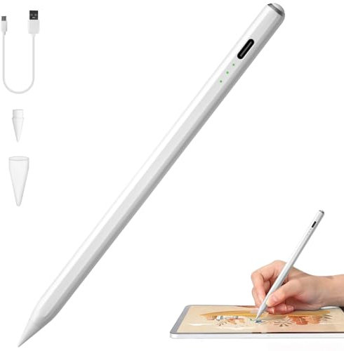 Stift für iPad 2018-2023, Eingabestift mit Ablehnung der Handfläche & Neigungsempfindlich & Magnetischer Stylus, Pencil für iPad 10/9/8/7/6. Generation|Pro 11/12.9|Air 3-4/Mini 5/6, Digitaler Stift