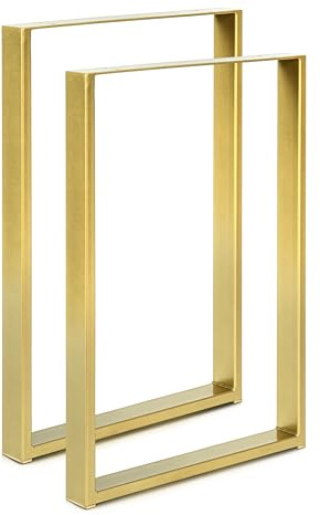 Magnetic Mobel 2 x Tischbeine aus Metall für Schreibtisch Esstisch, Möbelfüße Tischgestell Tischuntergestell Tischkufen (Gold | Profil 6x2 cm, 40x72 cm)