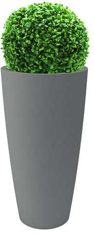 Nicoli Maceta de Estilo Alto de 36 x 70 cm de Altura, Interior Exterior, bajo Recipiente extraíble (36 x 70 cm de Altura con boj artical, Gris Tórtola)