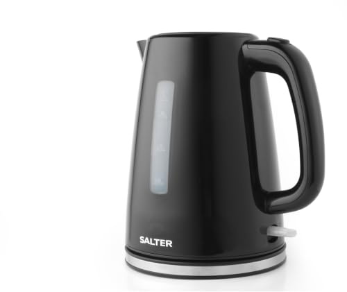 Salter Deco Kettle 1.7 L Rapid Boil 3000 W Black | 360° Swivel Base, Removable Limescale Filter, Water Level Indicator, Boil-Dry Sensor, Auto Shut-Off, 1.7 L Capacity