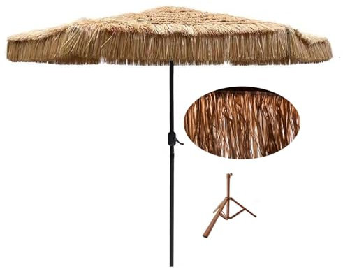 Faltbarer Strohschirm, neigbar, für Hinterhof, Stroh, Strand, Palapa, leichter Strandschirm mit Sockel für Schwimmbad, Pergola, Innenhof