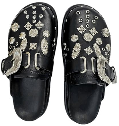Vhitler Y2k Shoes Emo Shoes Platform Slippers Grunge Womens Clogs Punk Clothes Platform Clogs (Black,7.5,8,Numeric Range,Women)