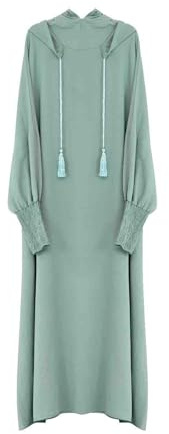 BiCophy Women Prayer Dress Hooded Abaya Hijab Nida Ramadan Muslim Long Dress One Piece Prayer Outfit Islamic Dubai Turkish Modest Clothes Mint Green