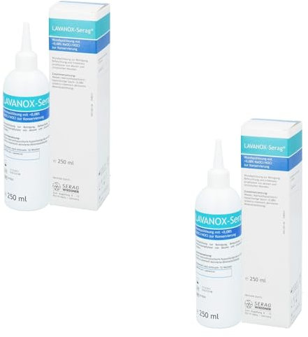 LAVANOX - Serag Wundspüllösung | Doppelpack | 2 x 250 ml | Reinigung und Infektionsprophylaxe der akuten und chronischen Wunde mit Natriumhypochlorit/hypochloriger Säure