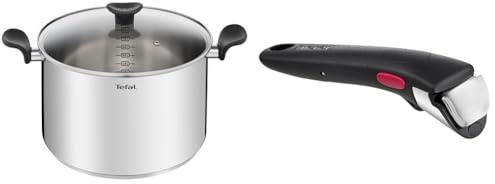 Tefal PRIMARY acier inoxydable marmite 28 cm + CV & Ingenio Poignée amovible noire, Empilable, Verrouillage sécurité 3 points, Supporte jusqu'à 10 kg, Garantie 10 ans, Fabriqué en France L9863302