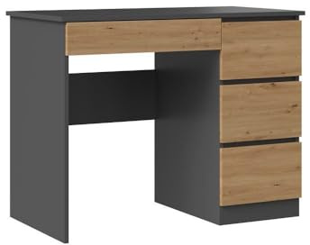 Ibonto Computertisch Robuster Schreibtisch mit 4 Schubladen - Ideal für Büro & Wohnzimmer (ANTHRAZIT – Artisan-Eiche)