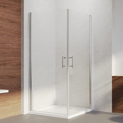 IMPTS Duschkabine 70x100x195cm Eckeinstieg, Doppelt Pendeltür Schwingtür Drehtür Duschwand Duschabtrennung Rahmenlos Nischentür Dusche 6mm ESG Nano Glas