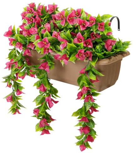 STI Vaso da balcone con ganci e pianta Bouganville artificiale Fucsia larghezza 54cm