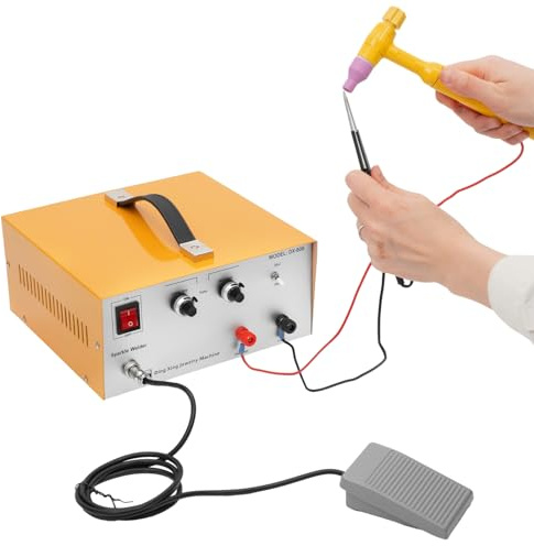 Jewelry Spot Welder Machine, 110V 80A Pulse Sparkle Spot Solder Machine Welding Machine Gold Silver Jewelry Tool 0.5-1mm/0.01-0.03in Portable Jewelry Electric Soldering Machine with Foot Pedal