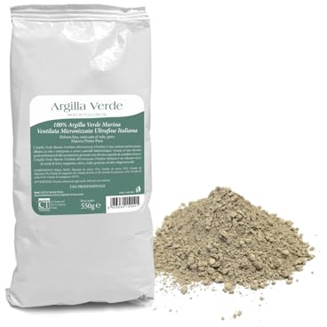 CTLabs Argilla Verde Marina 100% | Ventilata | Micronizzata | Ultrafine | Italiana | Essiccata al Sole | Ideale per Impacchi Articolari e Muscolari | Maschera Viso per Impurità | 550 gr