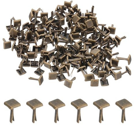 PATIKIL Brads Papierbefestiger, 200 Stück Mini Metallquadrat Pastell-Brads Rundkopf-Befestigungssplinte für Kunsthandwerk Scrapbooking DIY-Zubehör, Bronze, 0,2x0,2