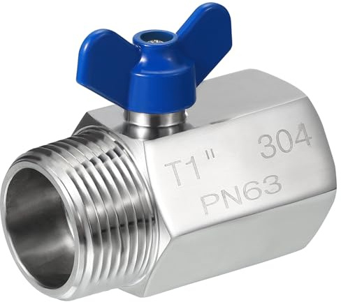 PATIKIL Mini Kugelhahn 1 NPT Gewinde männlich/weiblich, 304 Edelstahl Absperrventil für Wasser Öl Gas Sanitärarmatur, Silber