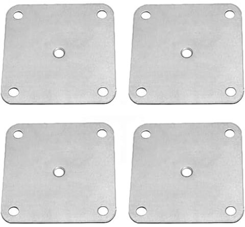 Paquete de 4 placas de montaje planas, 80 x 80 mm, soporte de fijación para estante de muebles, soporte recto para sofá, silla y asientos (5 agujeros)