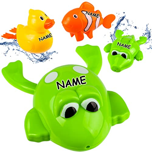 alles-meine.de GmbH 2 Stück Schwimmtiere/Wassertiere Verschiedene Tiere frei wählbar lustige Tiere - inkl. Name - zum Aufziehen - Schwimmen im Wasser - Schwimmtier/aufz..