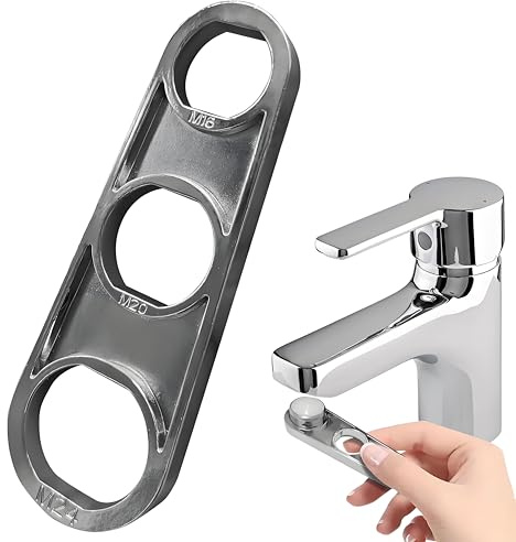 Wasserhahn Sieb Schlüssel, Strahlregler Schlüssel verchromt, M16/M18/M20/M22/M24/M28 Gemischter Sieb, Belüfter-Entfernungswerkzeug, Entkalker aufsatz Metall (6 Größen)
