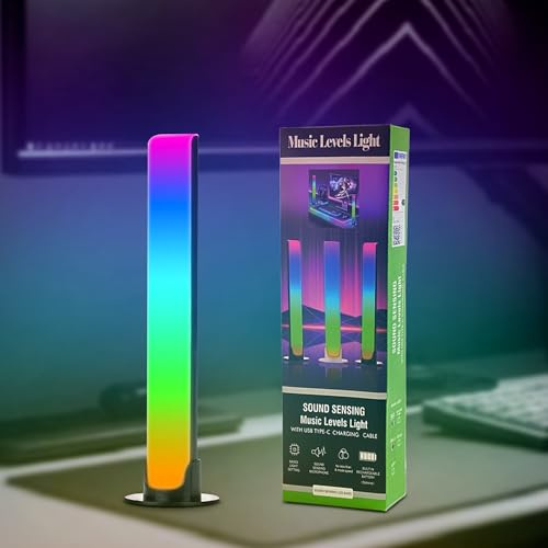 LuminKing Kontinuierliche LED Lightbar – Licht, das mit Musik und Geräuschen synchronisiert wird, tragbar, wiederaufladbarer Akku, 8 Lichtmuster, geeignet für Party, Gaming, TV & Monitor
