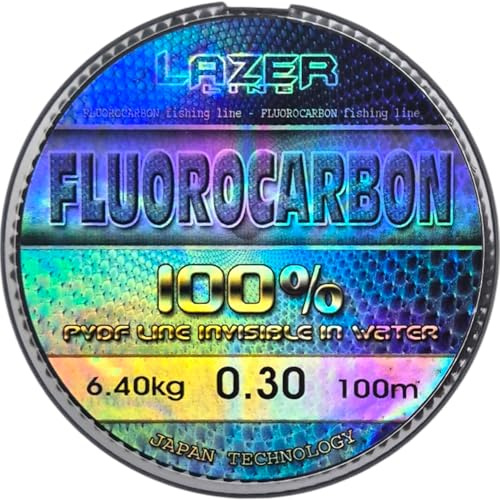 LAZER LINE Fluorocarbon Angelschnur 100m DIA0,30mm Test 6,4kg - Transparent | Vorfachschnur für Hecht Zander Barsch Forelle Karpfen - Fluorocarbon Vorfach - Raubfish Angeln Schnur – Flourocarbonschnur