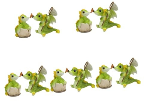 Mipcase 5 Ensembles Statue De Bébé Dragon Ornements De Jardin Clôture De Jardin Dragon Statue De Grenouille Résine 2 Pièces * 5