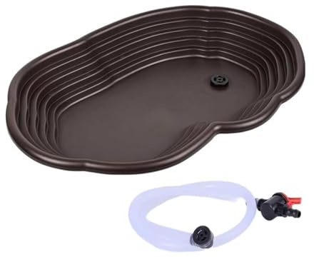 Plate-Forme avec Rampe et Plat d'eau pour Reptiles, Tortue, Grenouille, Gecko - Bassin de Bain avec Tuyau de Vidange et Bol d'Alimentation