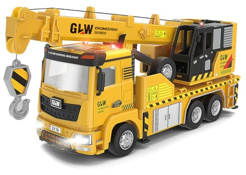 LTFIOON Kranwagen Spielzeug, 1:40, Teleskopierbarer Ausleger, Ausfahrbarem Kran, Baustellen Fahrzeuge Spielzeug Set, Metall Baufahrzeuge, Kinder Baustellenfahrzeuge für 3 4 5 6 7 Jahre