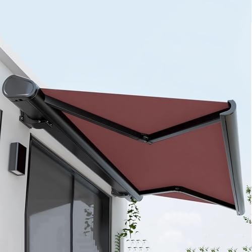 Electric Retractable Awning, Aluminum Frame Motorized Patio Awning with Remote Controller, Full Cassette Design, Outdoor Canopy for Deck, Backyard, Garden, Balcony(B,1 * 0.5m)