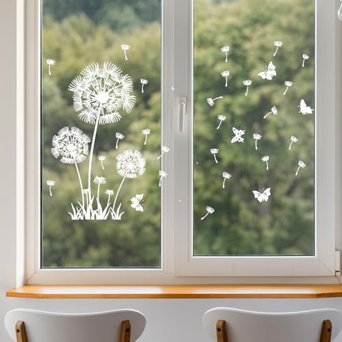 85x60cm Wandsticker Pusteblume Fensterbilder Schmetterlinge