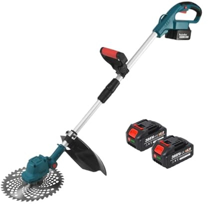 Cortadora De Césped Eléctrica Sin Escobillas De 9 Pulgadas Y 2800 W, Cortadora De Césped Ajustable Y Plegable, Herramientas De Jardín For Batería De 18 V Poda Eficaz(with 2 Battery Set)