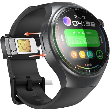 Reloj inteligente 4G con ranura para tarjeta SIM, pantalla táctil completa y GPS, reloj inteligente celular impermeable para hombres y mujeres