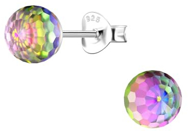 Monkimau - Disco Ball Ohrringe, Ohrstecker, Ohrschmuck - aus 925 Sterling Silber - für Damen und Mädchen - handgefertigt, hypoallergen und kleine Geschenkidee
