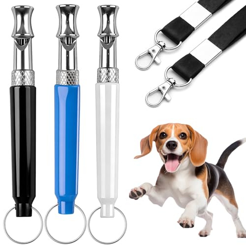Dawumin 3 Stück Hundepfeife Rütter Rückruf, Hundepfeife Hochfrequenz Lautlos, Erziehungshilfen für Hunde, Edelstahl einstellbare Hochfrequenz Haustierpfeife mit Lanyard für Rückruftraining