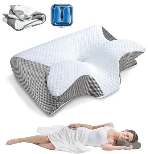 HOPASRISEE Das Original Nacken Therapiekissen Pillow Daddy, Pillow Daddy Schlafkissen, Komfort Lunava Ergonomisches Kopfkissen für Seiten Rücken & Bauchschläfer, Hilft Ihnen, Besser Zu Schlafen(Grau)