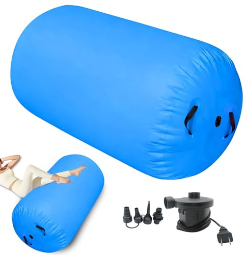 Air-Roller, Gymnastik-Barrel, Tumbling-Rolle, aufblasbarer Handfeder-Trainer mit Pumpe, Tumbling-Matte, für Indoor-Spielen, Fitness, Fitnessstudio, Cheerleading, Balance-Übungen, Yoga, Tanz