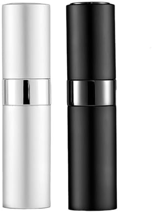 Atomizzatore Profumo, 2 Pezzi, Spruzzino Profumo Ricaricabile, Vaporizzatore da Viaggio, mini flacone spray portatile, per Viaggiare, Festa, Vita Quotidiana, Nero Bianco, 8 ml