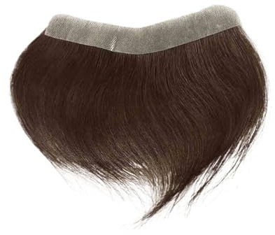 Für Männer Echthaar Toupet Dünne Haut PU Basis Stirn Haarteil Patch Herren Kapillarprothese Perückenkopf(Medium Brown#4)