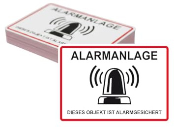 Alarmanlage 10 STK. Aufkleber Sicherheits‑Sticker Haus Wohnung Auto Warnhinweis wetterfest Selbstklebender Alarm Sticker zur Abschreckung Hinweis (Weiß, A8 Version 1)