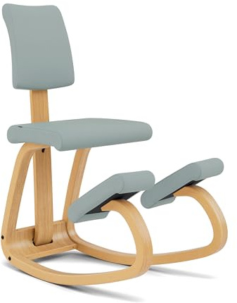 Varier Variable Plus Ergonomischer Kniestuhl mit Rückenlehne, Bürostuhl | Ergonomischer Kniestuhl mit abnehmbarer Rückenlehne und gepolstertem Sitz; aktive Haltung am Schreibtisch, bis 110 kg