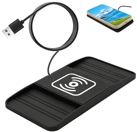 15W Cargador Inalámbrico Coche Cargador Inalambrico Coche con Almohadilla Antideslizante Carga Rápida Qi Compatible Universal para para iPhone 17 16 15 14 13 12 11 Pro MAX Sam Sung S24 S23