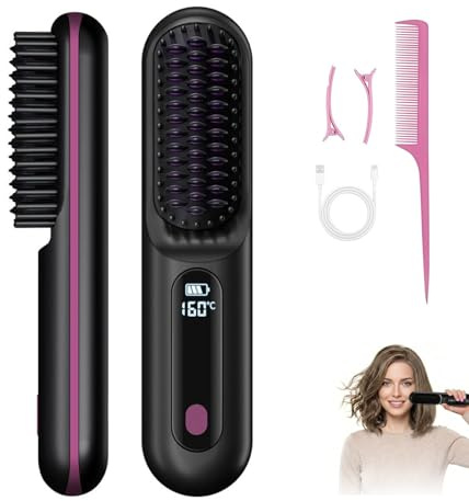 Jetta Brosse Coiffante Pour Cheveux Courts Volumelift，Céramique Ionique，Anti-Frisé，Racine Volumisée，Style Salon À La Maison (Noir)