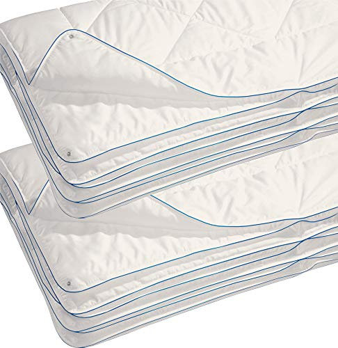 Irisette Vier-Jahreszeiten-Bett 2er-Pack 100% Schurwolle weiß Größe 155x220 cm