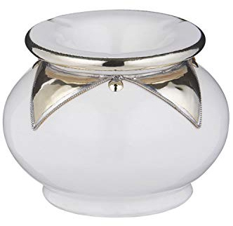Marokkanischer Aschenbecher Kanita aus Keramik weiß silber 13 cm Deko
