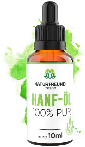 NATURFREUND® Hanföl HOCHDOSIERT mit 150mg pro Tagesdosis - Premium Hanfsamenöl Hemp Oil - Omega 3-6-9 Öl Fettsäuren Naturöl - Made in Germany - 10ml