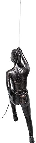 Kelendle Wandbehang Kletterfrau Skulptur Weiblicher Kletterer Wandkunst Skulptur mit verstellbarem hängendem Eisendraht für Zuhause und Büro Wanddekoration (Bronze rechts klettern)
